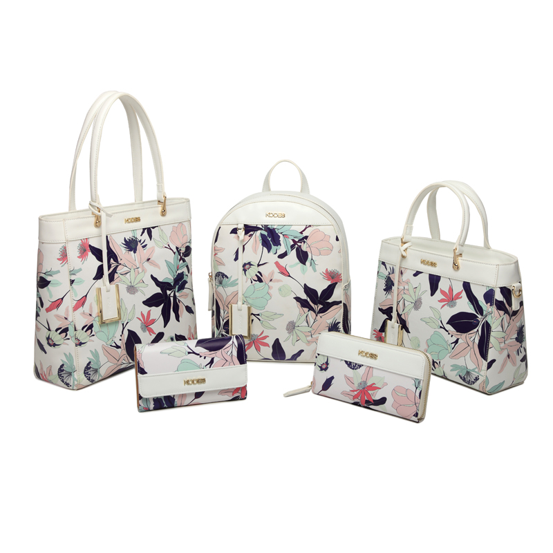 Flower Printing PU Crossbody Purse Multicolor Design Fashion Women's Bag Handbag Backpack with Strap