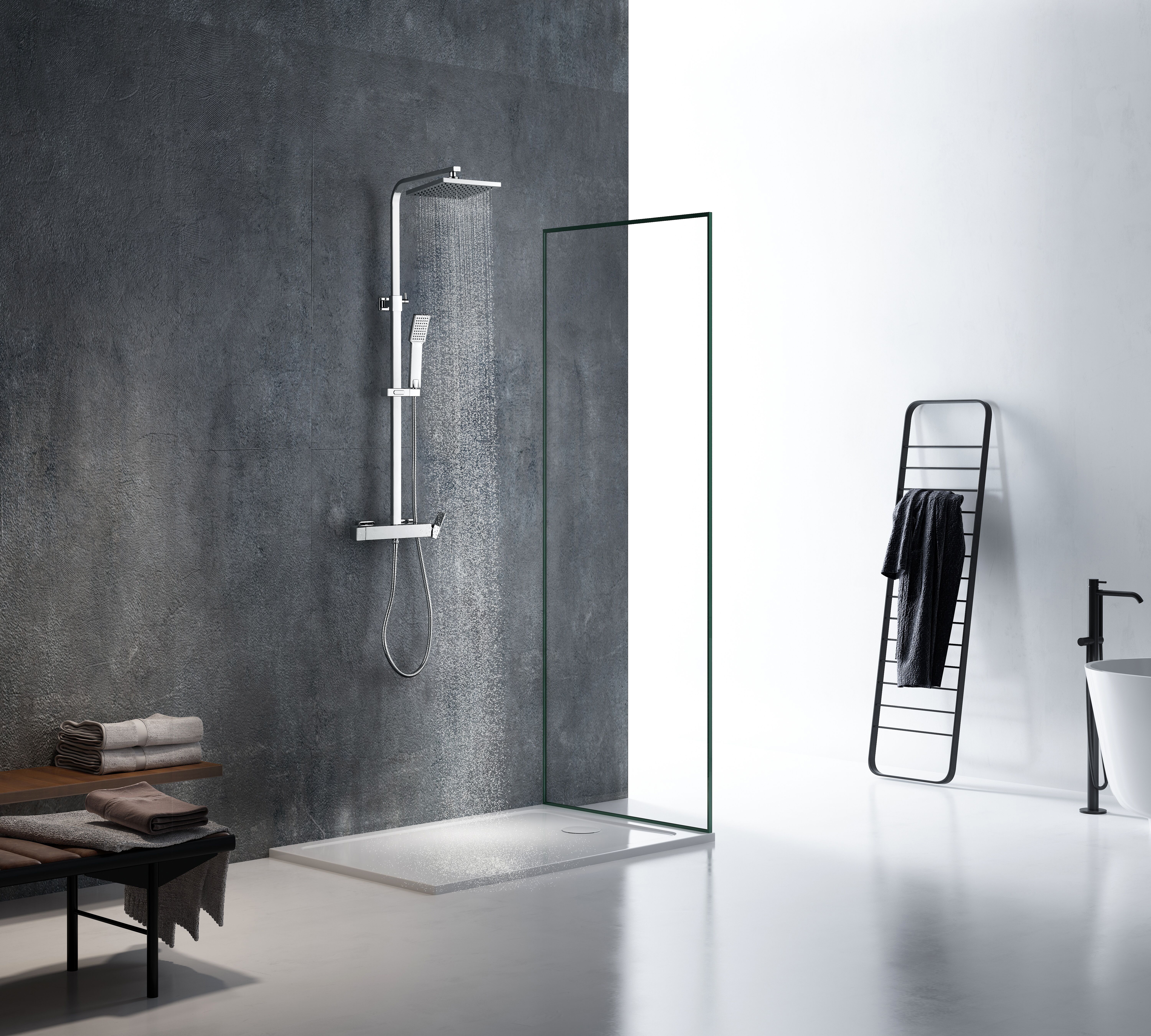 Thermostatic shower column
