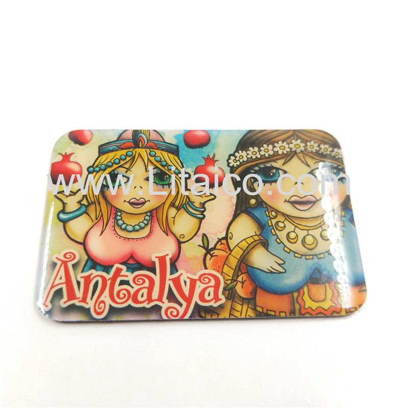 Pretty girl metal refrigerator magnet