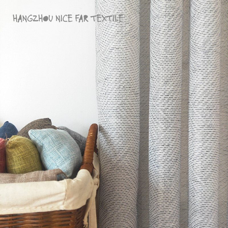 00000LK20011 ERIN stripe voile fabric yarn dyed jacquard screen printing cutting recycle voilage ready made linen curtain