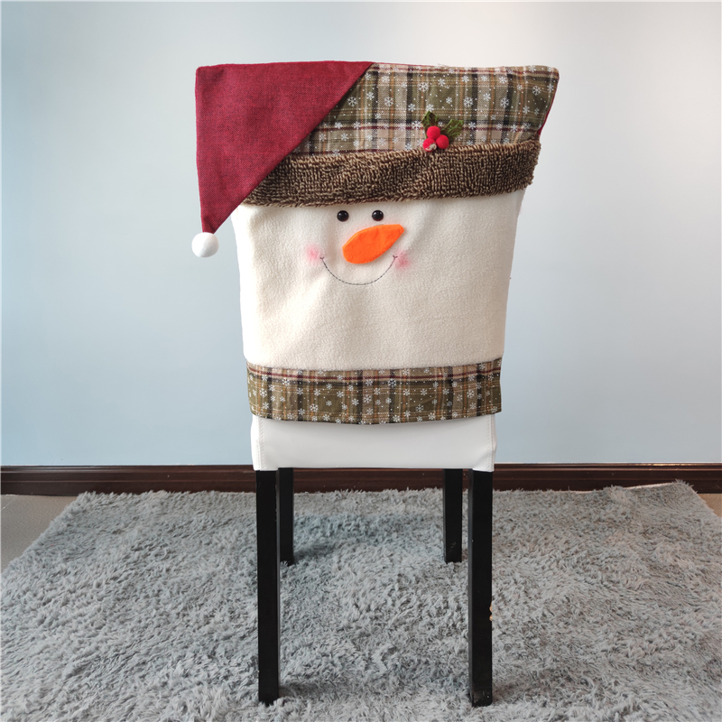 Christmas Chair Cover Santa Claus Snowman Decorations for Home Chair Back Cover Home Decor