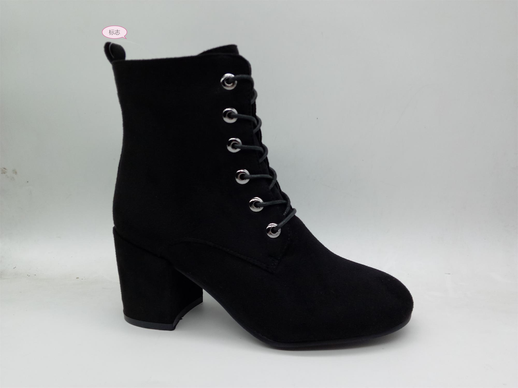 Fashionable microfiber lace-up ladies boot