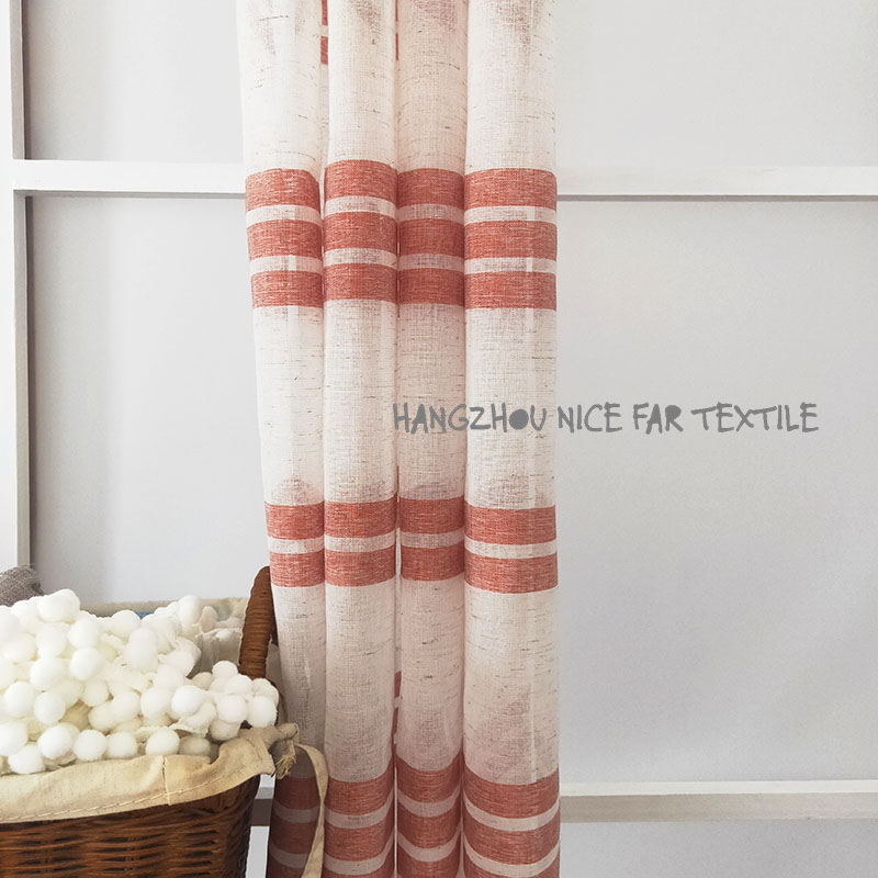 00000DF200131L LUCY stripe voile fabric yarn dyed jacquard screen printing cutting recycle voilage ready made linen curtain