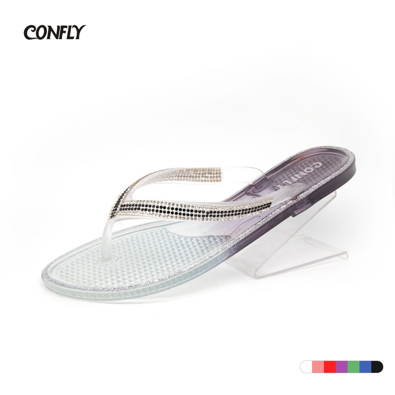 Beach flat slippers outsides shining crystal ladies flip flops
