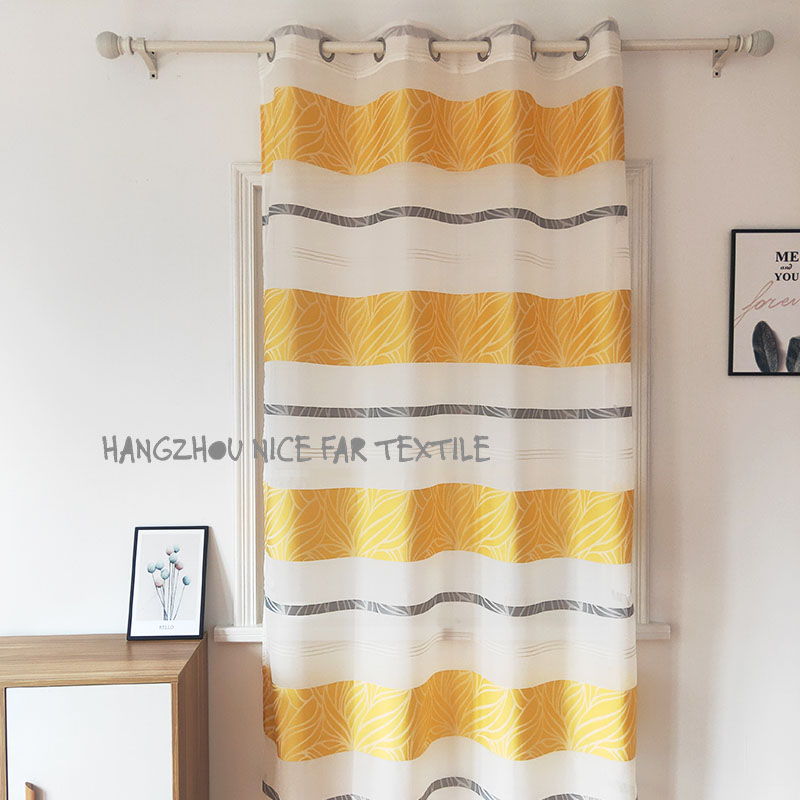 00000DK19008 LILIAN stripe voile fabric yarn dyed jacquard screen printing cutting recycle voilage ready made linen curtain