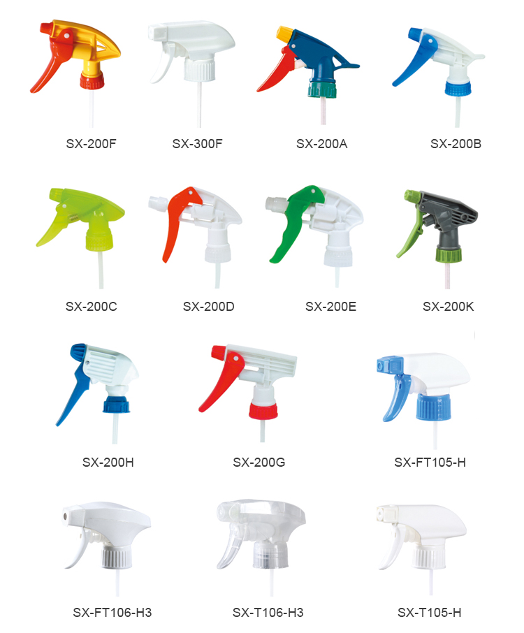 Seesa 28/400 plastic trigger hand pressure spray head with plastic nozzle, hanheld spray head with copper nozzle