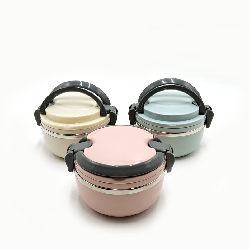 single layer round stanless steel handle lunch box