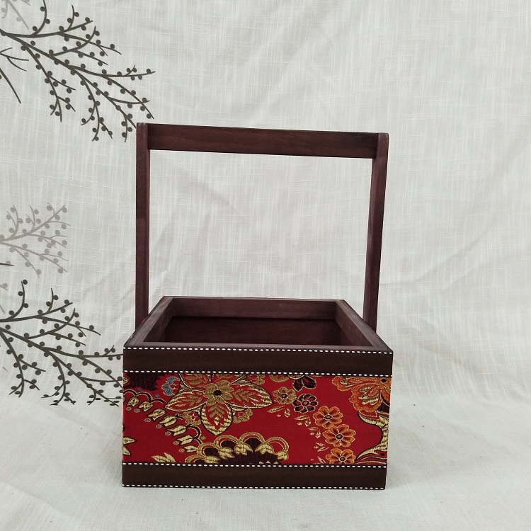 square Chinese style gift wooden with handle boxes Gift Baskets