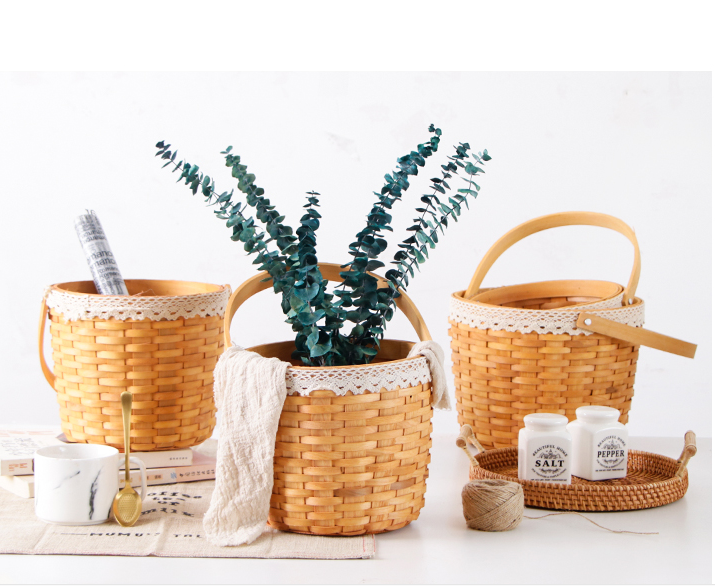 Table top flower pot Wooden basket holiday flowers basket