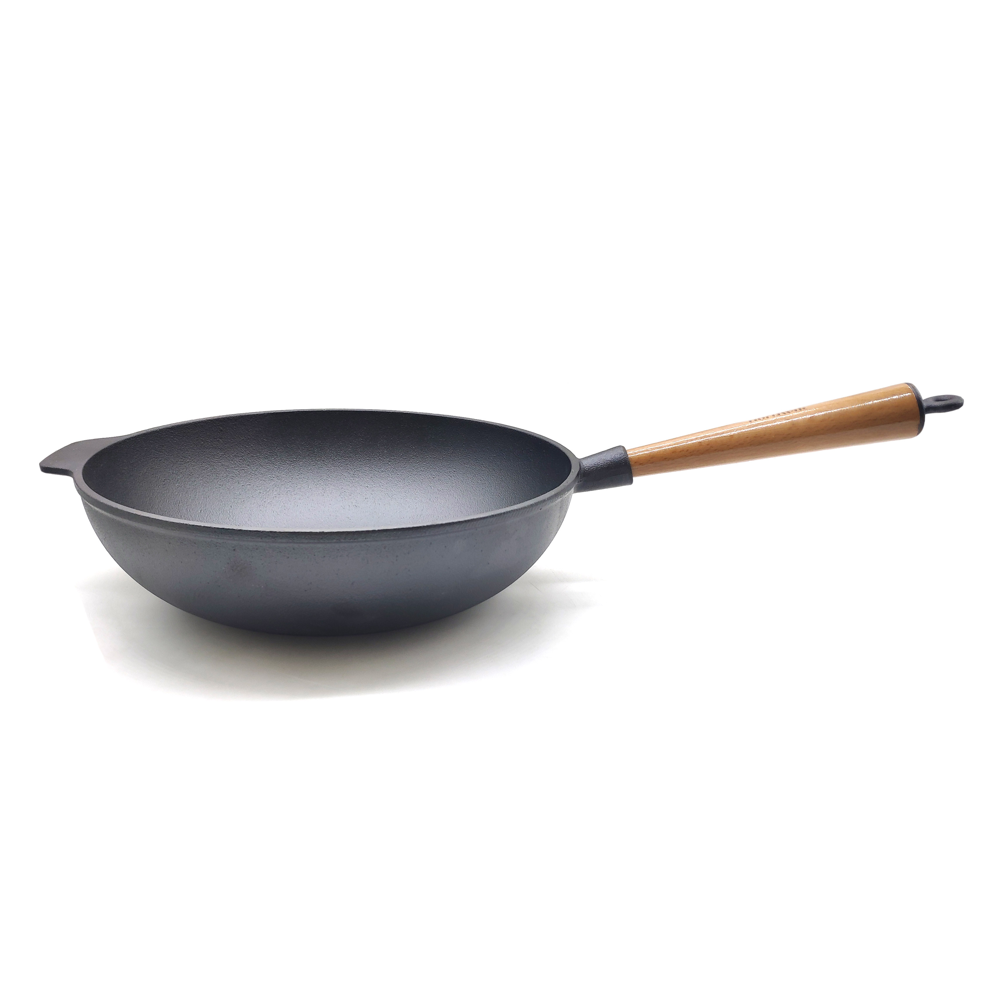 disa cast iron wok 31cm with wood handle