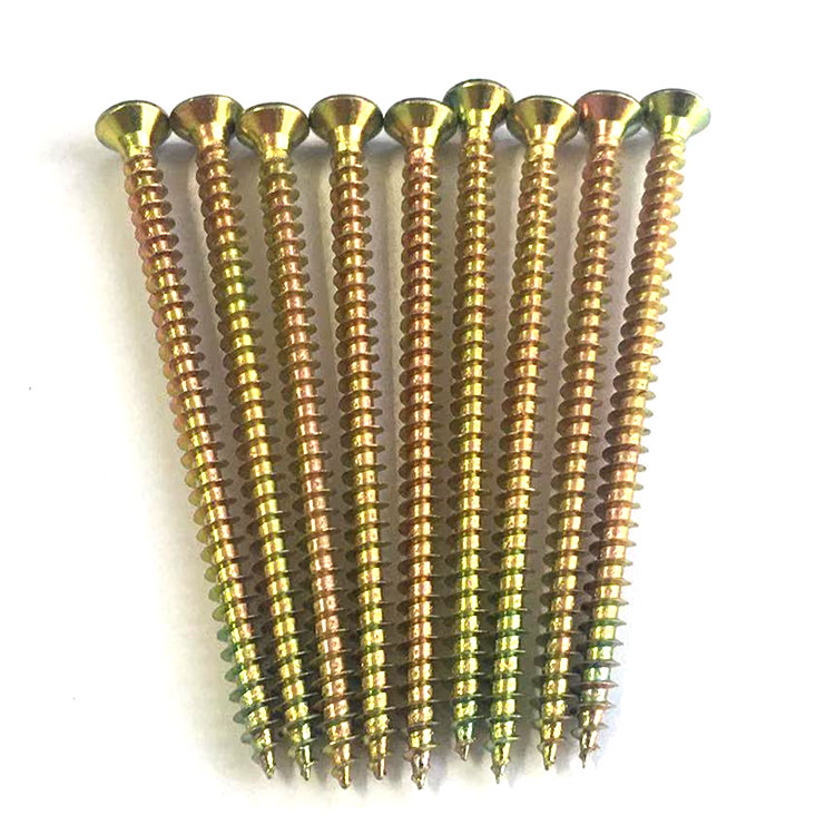 DIN 7505 Chipbord Screw,double countersunk head,philips, Pozi ,sharp point,Yellow Zinc Plated ,C1022