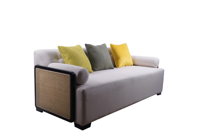 Rattan And Wood Sofa