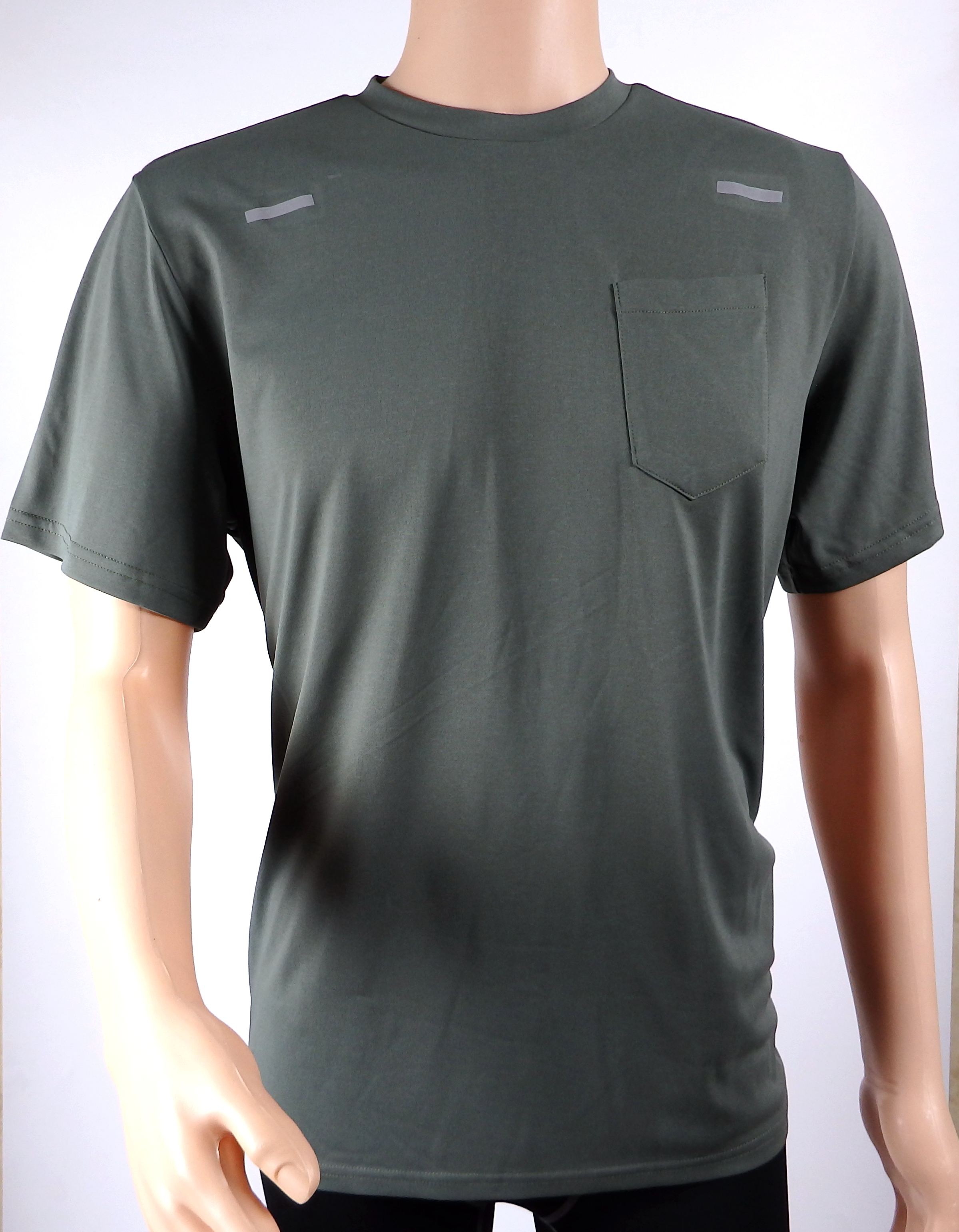 Green Imitation Cotton Ss Tee With Reflective Print