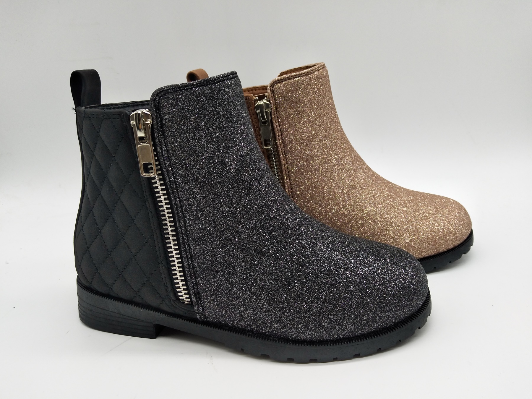 Glitter PU embroidery injection kids boots