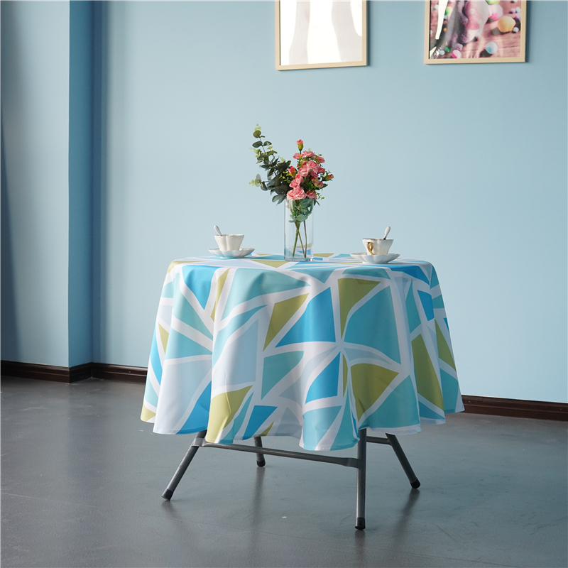 Wholesale round kaleidoscope printed tablecloth for living room kitchen party outdoor