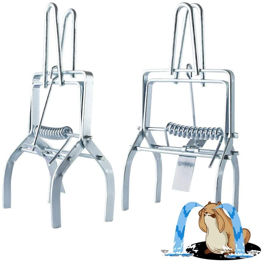 Galvanized scissors type claw mole trap with handle