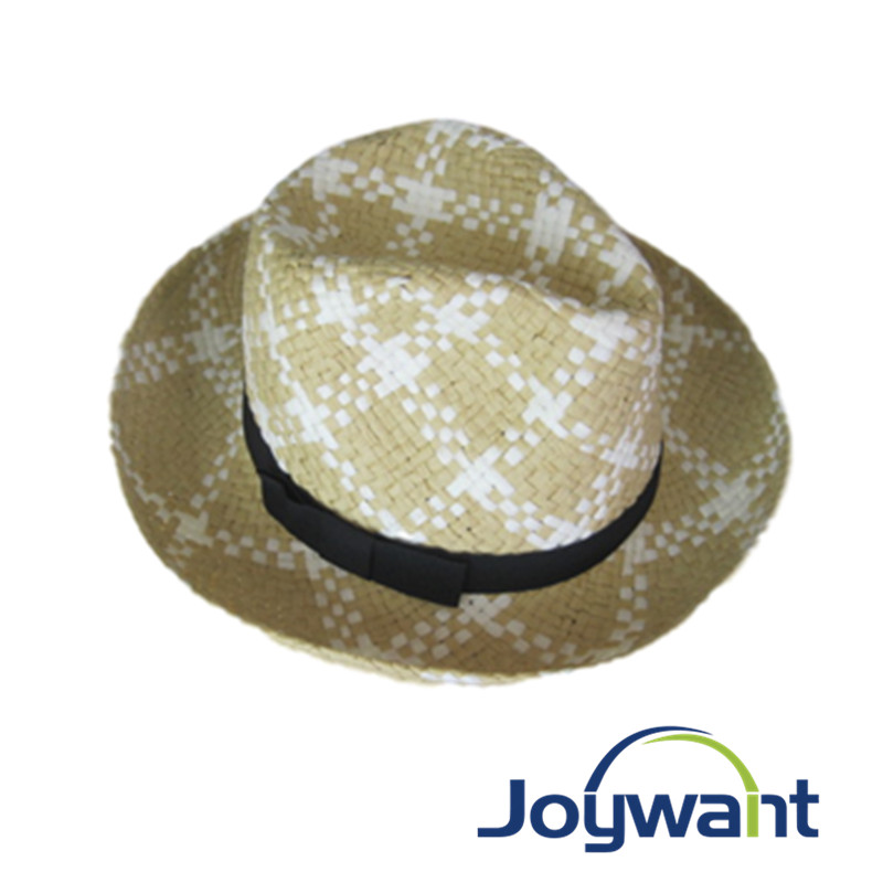 Vintage plaid lady's hat manual paper straw hat