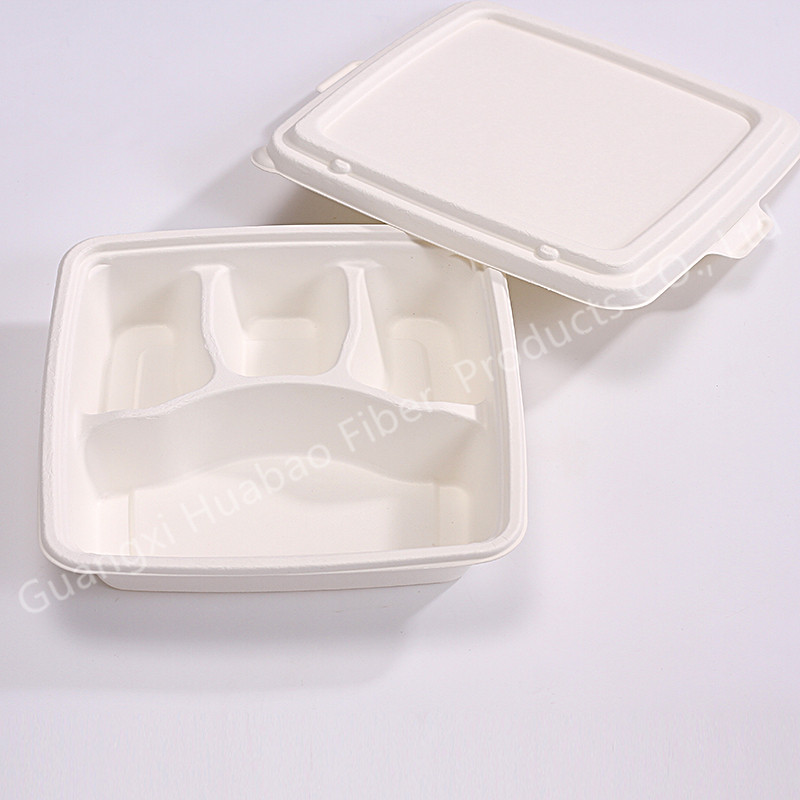disposable biodegradable 9" 4 compartment tray
