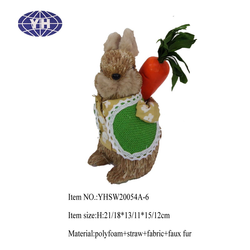 21CM Easter,bunny,straw rabbit with carrot