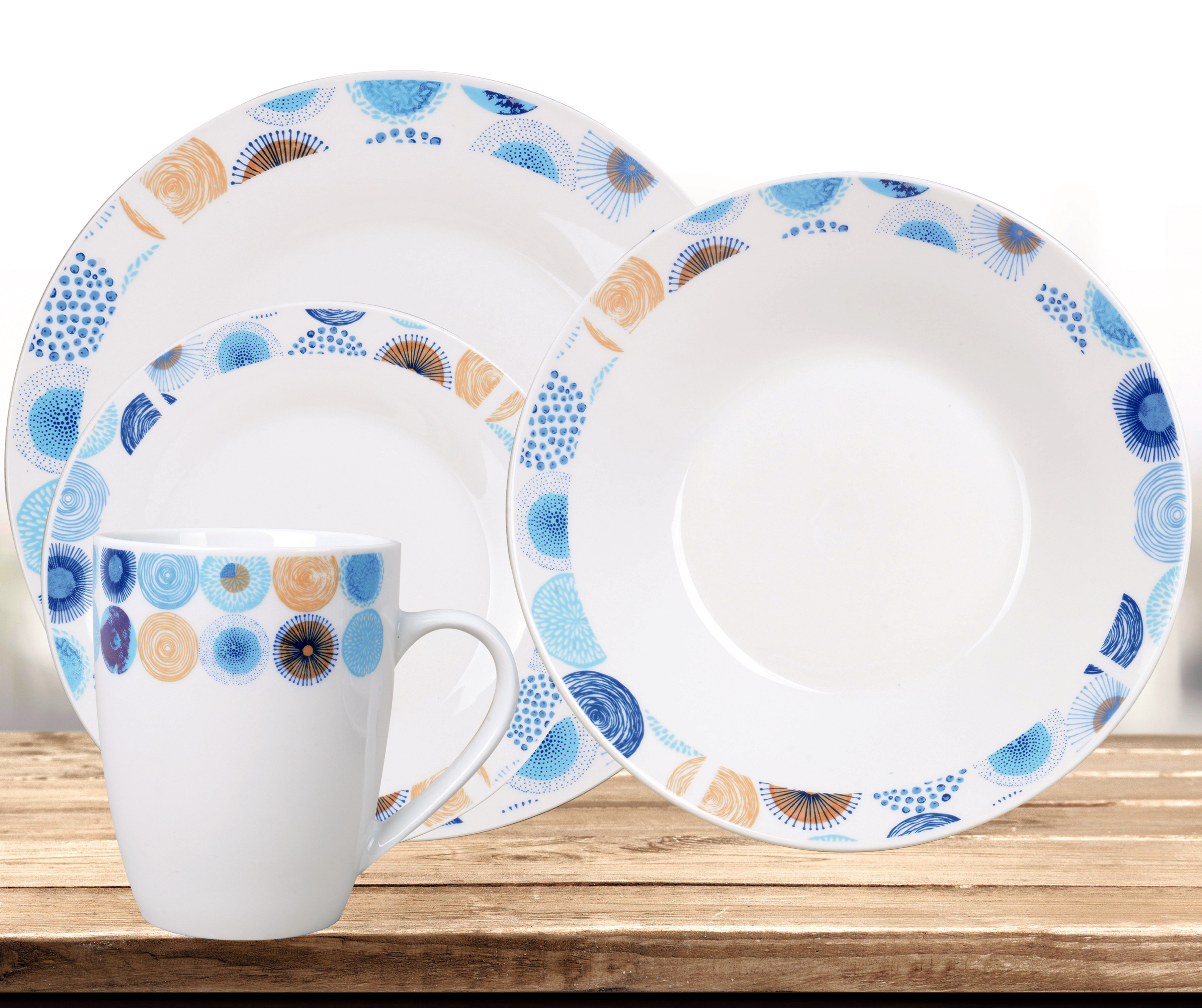 16 Piece Porcelain Dinnerware Set Full Decal