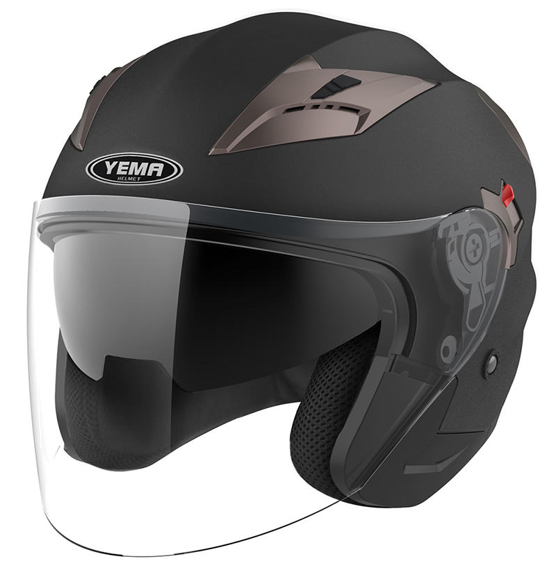Motorcycle Open Face Helmet DOT/ECE Approved - YEMA YM-627 Motorbike Moped Jet Bobber Pilot Crash Chopper 3/4 Half Helmet with Sun Visor for Adult Men Women