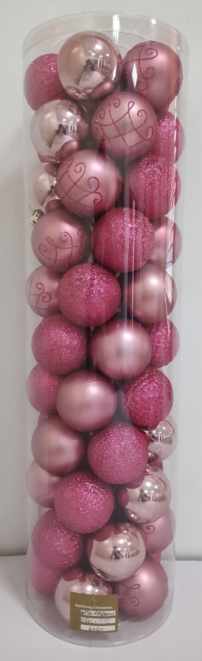 6cm Plastic Christmas Ball, 55pcs In PVC Tube