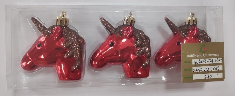 6cm Shiny Deco Ornaments, 3pcs In PVC Box