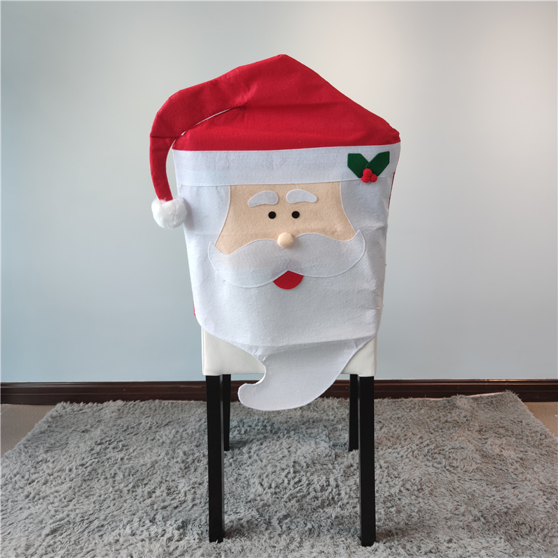 Christmas Chairs Cover Santa Claus Cap Non-woven Dinner Table Red Hat Chair Back Covers Xmas Christmas Decorations for home