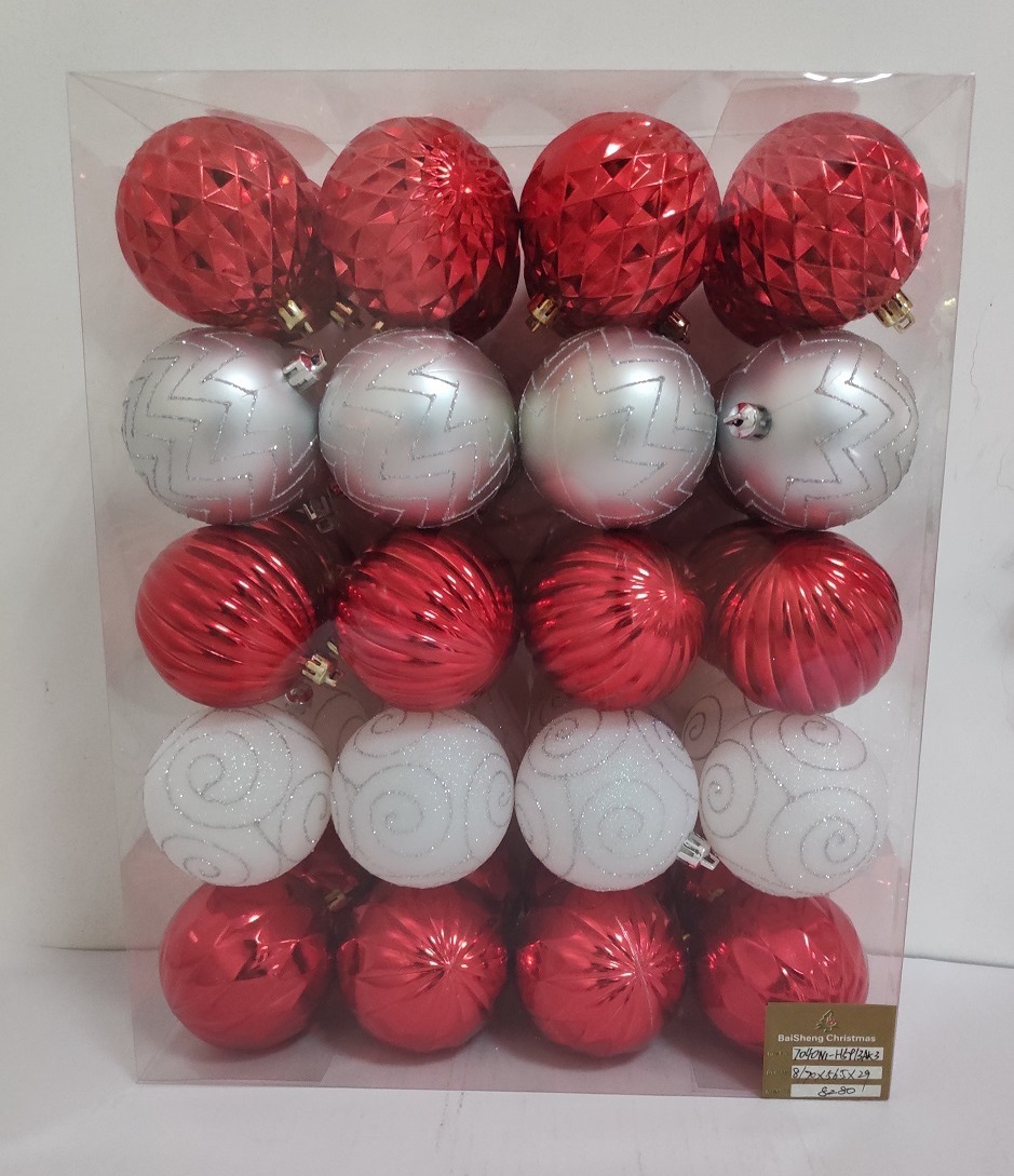 7cm Plastic Christmas Balls, 40pcs In PVC Box