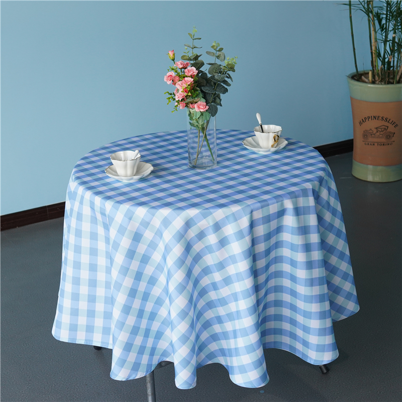 Wholesale round lattice printed tablecloth for living room kitchen outdoor