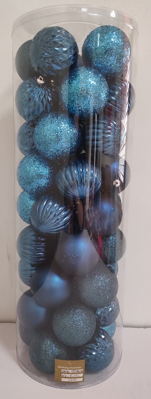7cm Plastic Christmas Balls, 45pcs In PVC Tube
