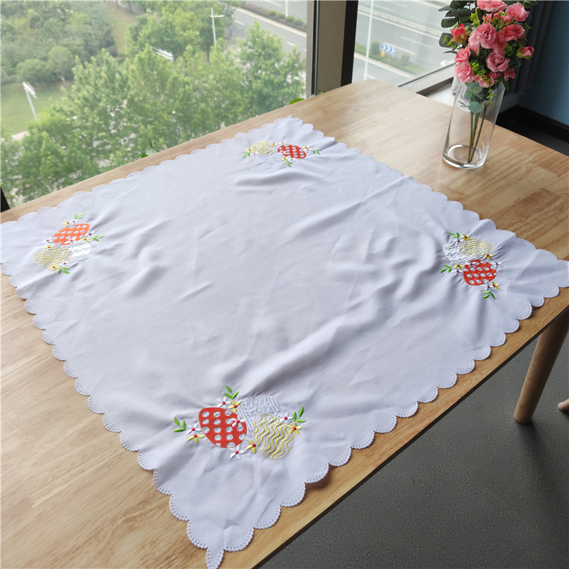 White easter embroidery table cloth tablecloth for living room kitchen