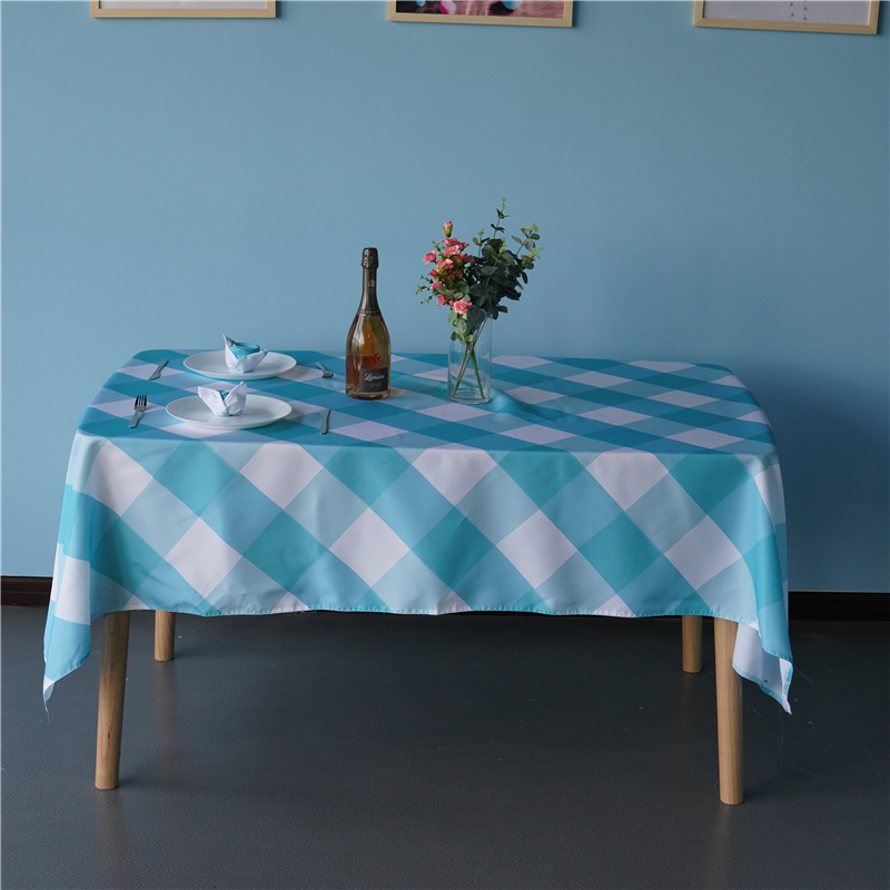 Wholesale rectangle polyester lattice printed tablecloth for living room kitchen party outdoor