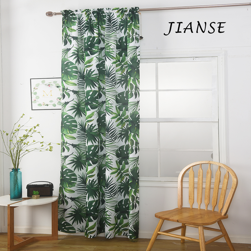 CURTAIN A3936 Fancy leaf printing curtain Oxford Polyester fabric for living room home window