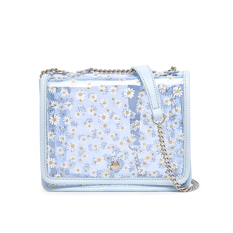 Lady handbag/ Clear PVC with flower printing Tote