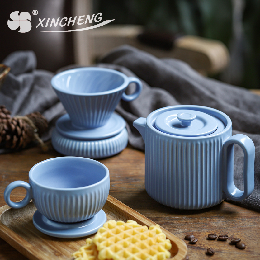Baby Blue Ceramic Porcelain Coffee Set