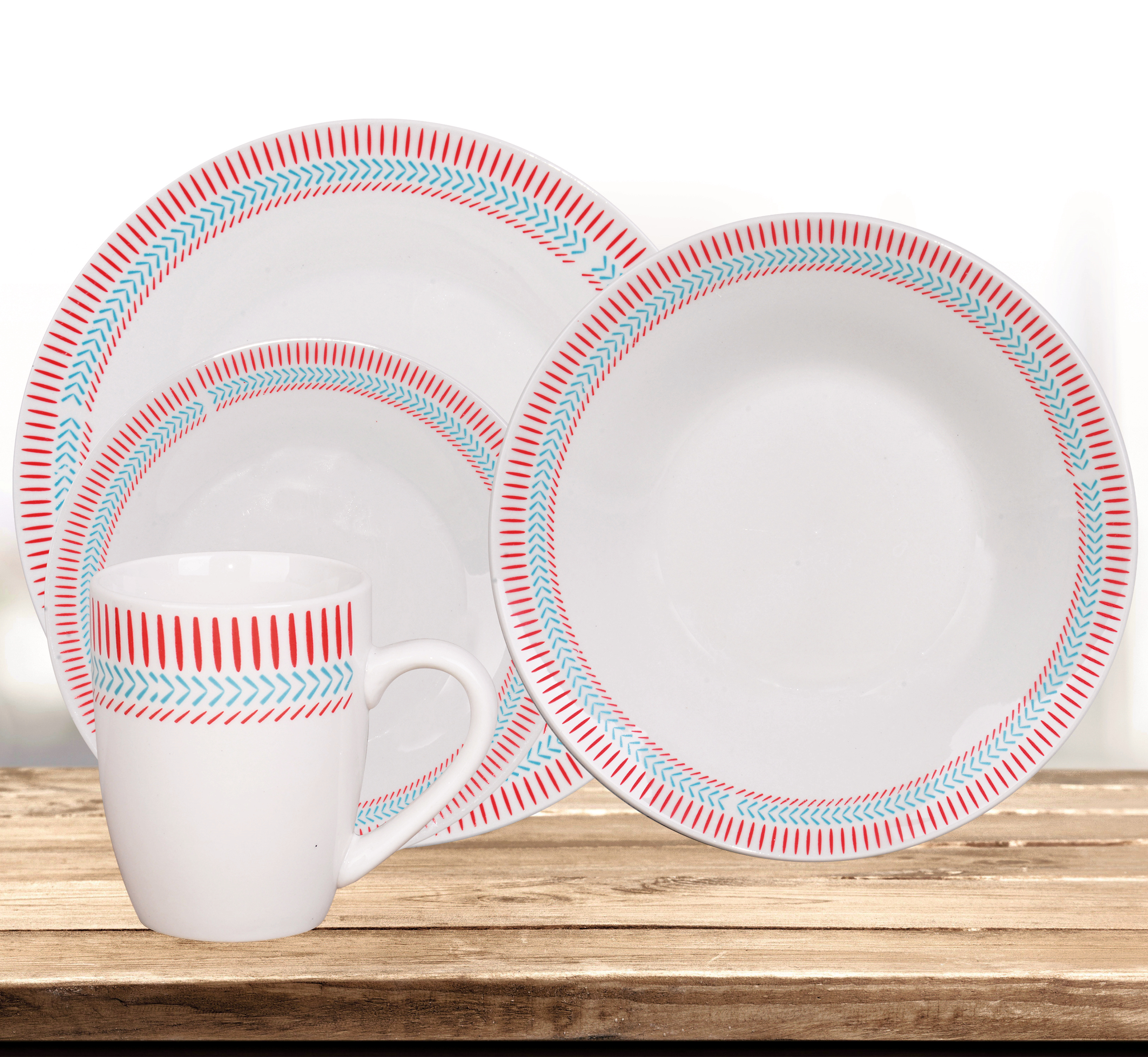 16 Piece Porcelain Dinnerware Set Full Decal