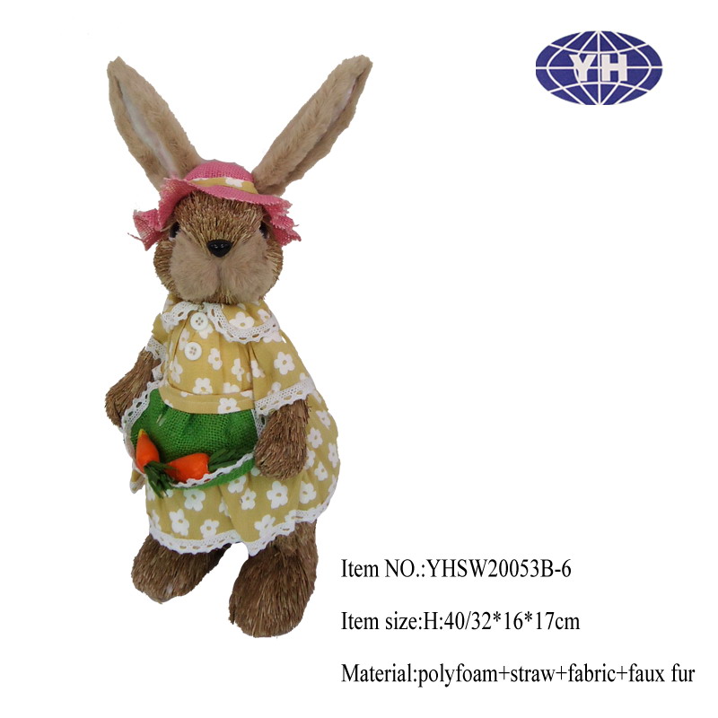 15.75 INCH Easter,bunny,straw rabbit with carrot