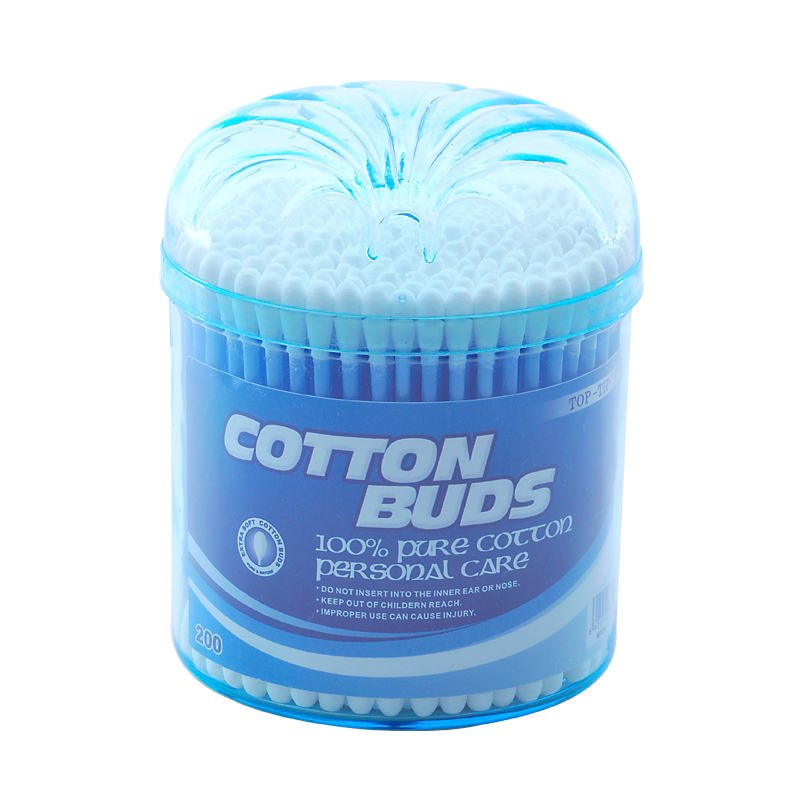 Plastic cotton buds in PS canister
