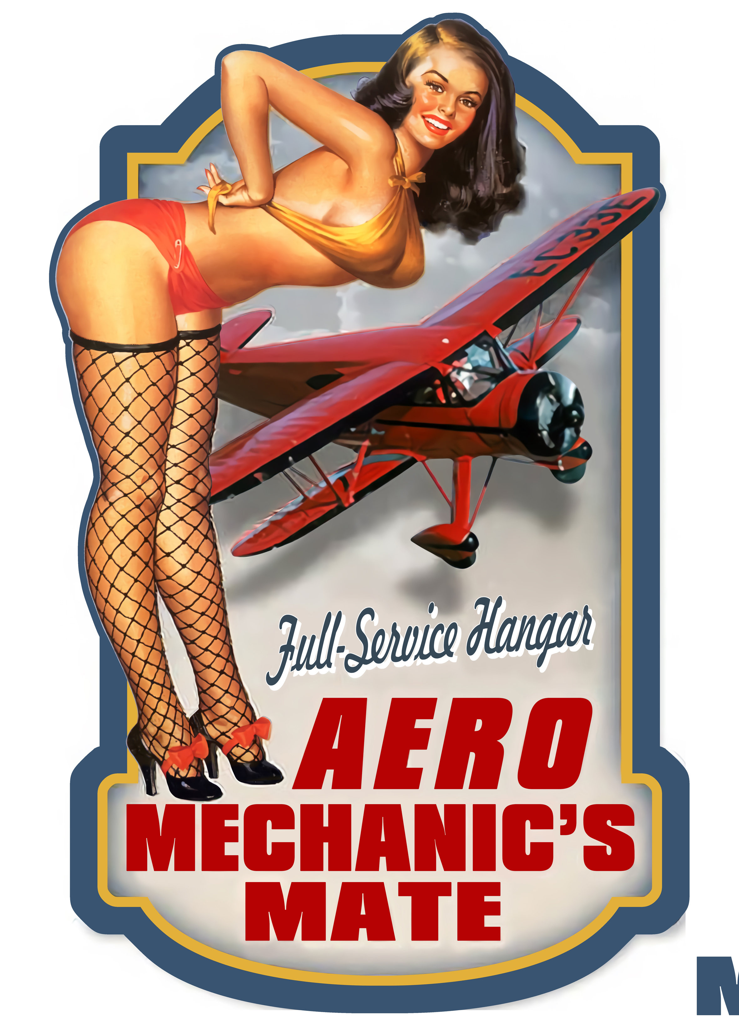 Embossed Metal Pin Up Girl Sign
