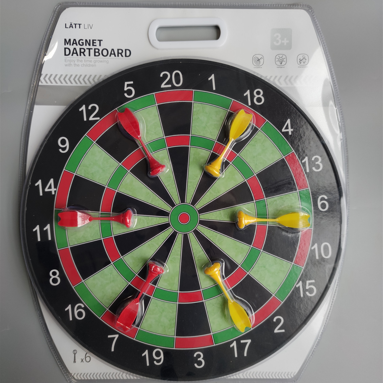 Magnetic plastic dartboard with darts