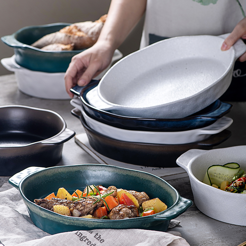 Oven Plate Durable porcelain with color glazed and emboss