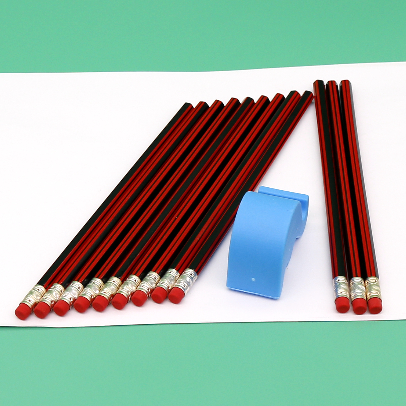 HB Pencil, Red & Black Striped Body wtih Eraser，Manufacture Customized Package High Quality Wholesale
