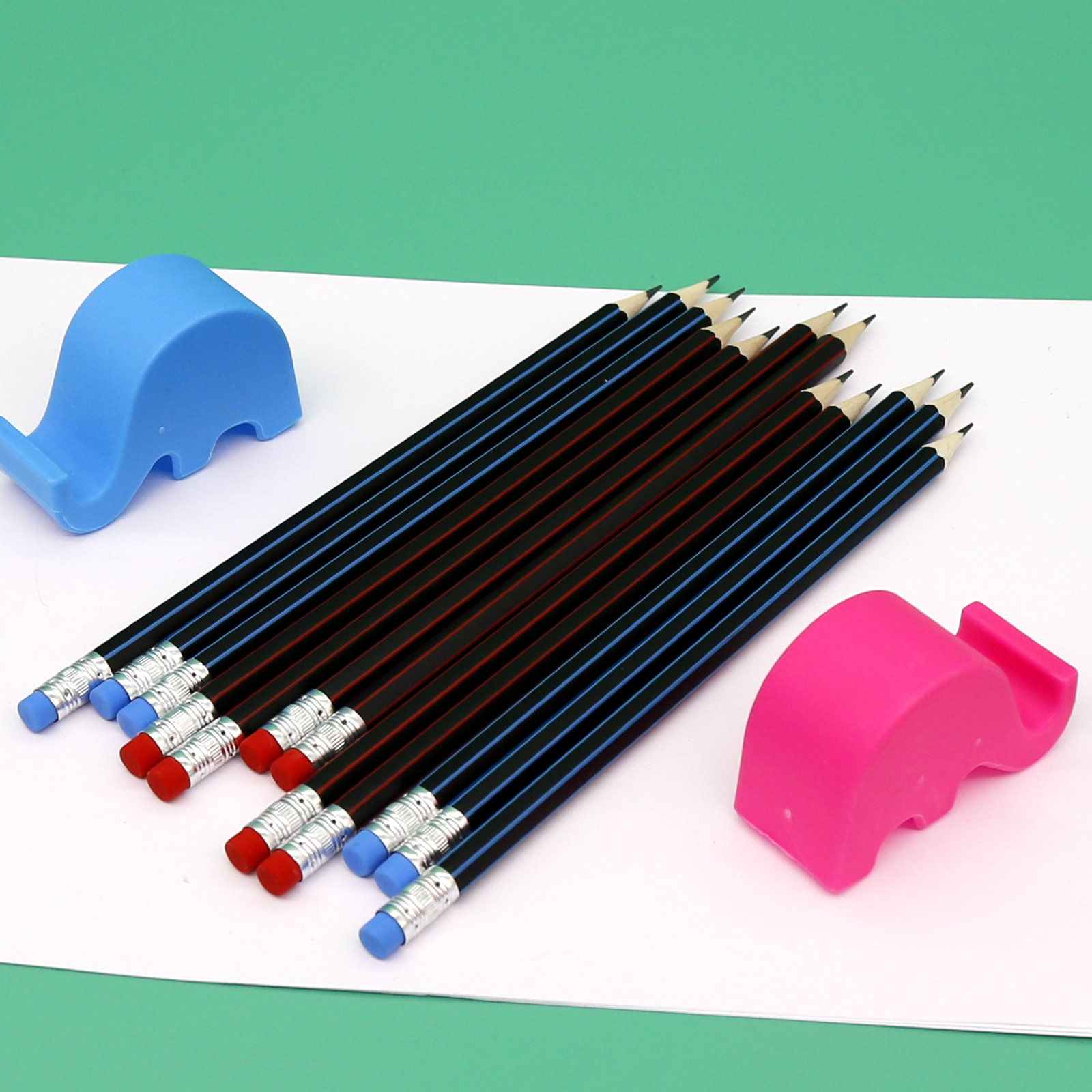 HB Pencil, Matte Black Body with Corner Striped & Eraser Manufacturing Wholesale High Quality
