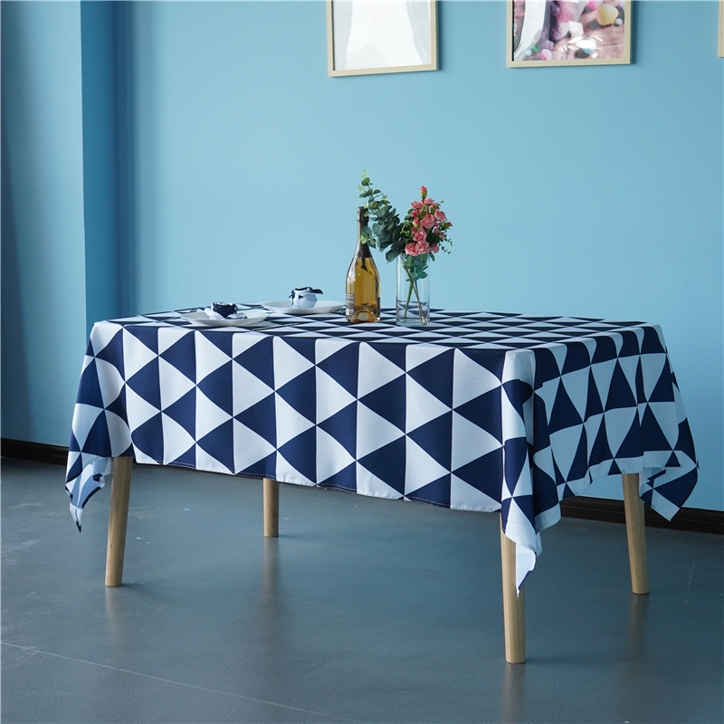 Wholesale rectangle geometric triangle printed tablecloth for living room kitchen outdoor