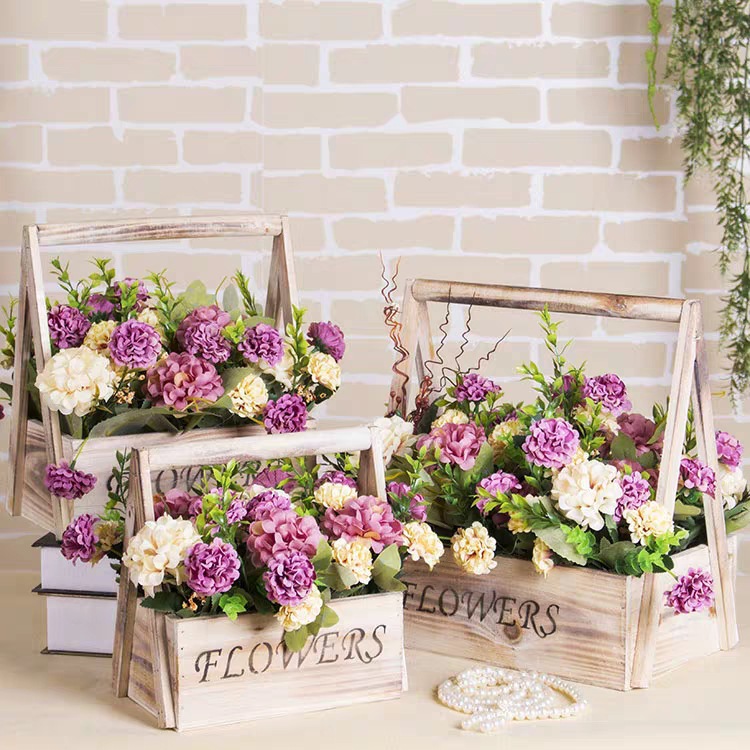 Flower pot Wooden basket holiday flowers basket
