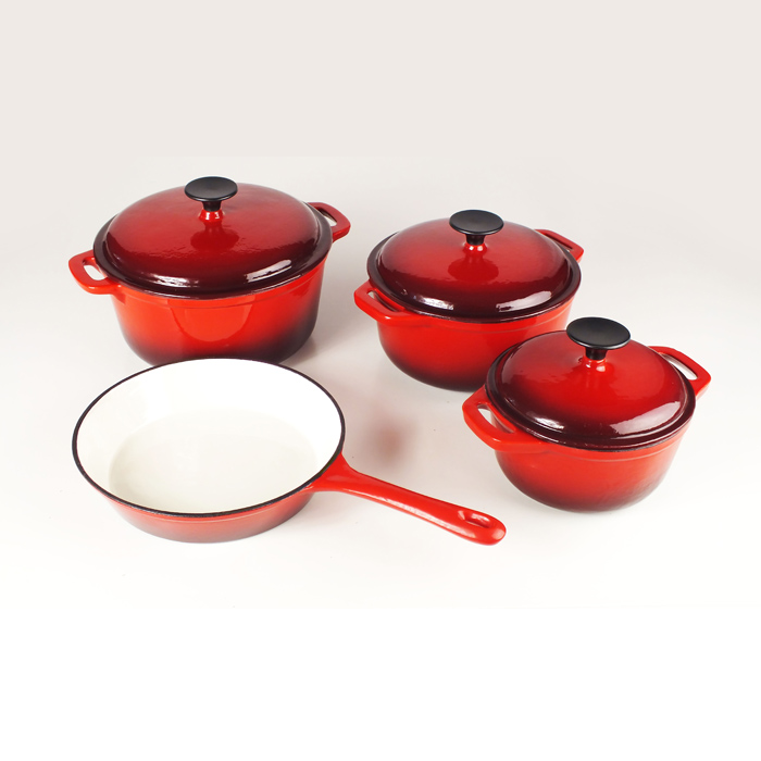 cast iron enamel casserole cookware set