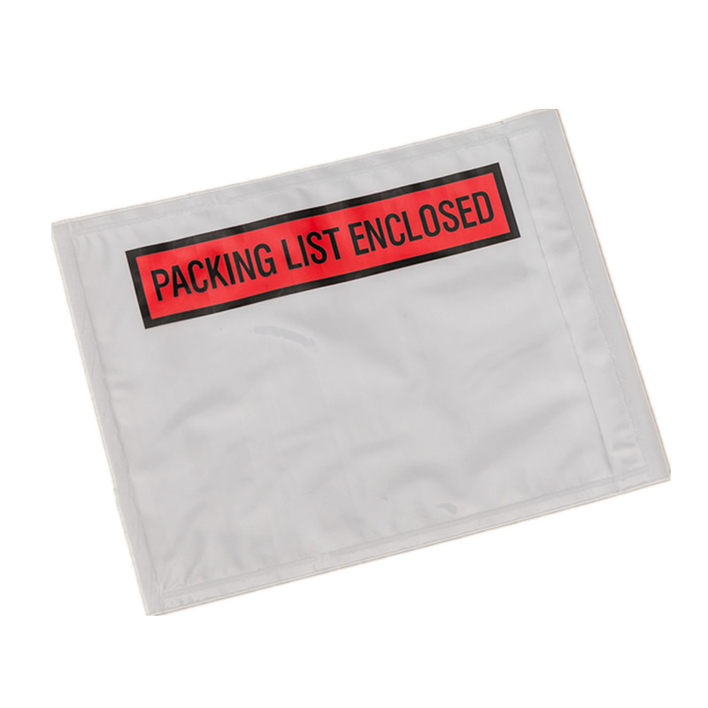 Packing list envelope with self-adhesive
