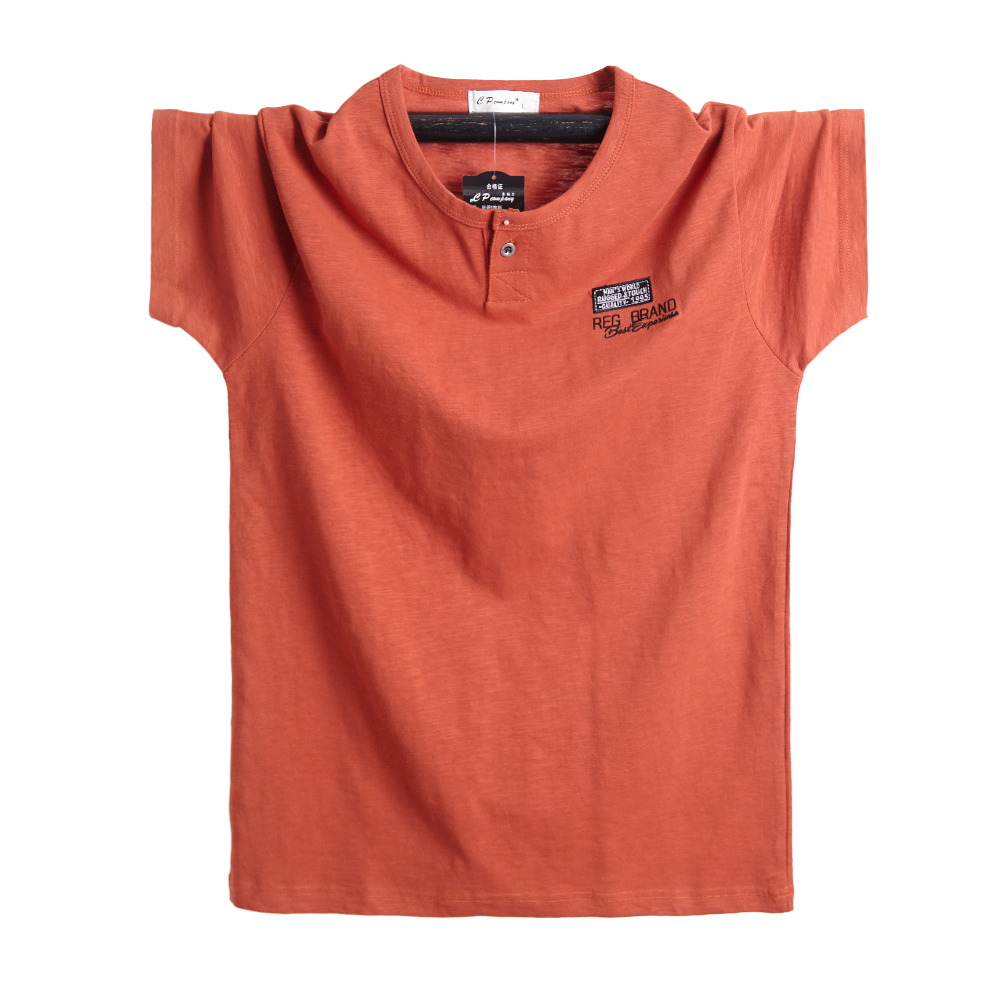 Latest embroidery style button collar men's cotton t shirts
