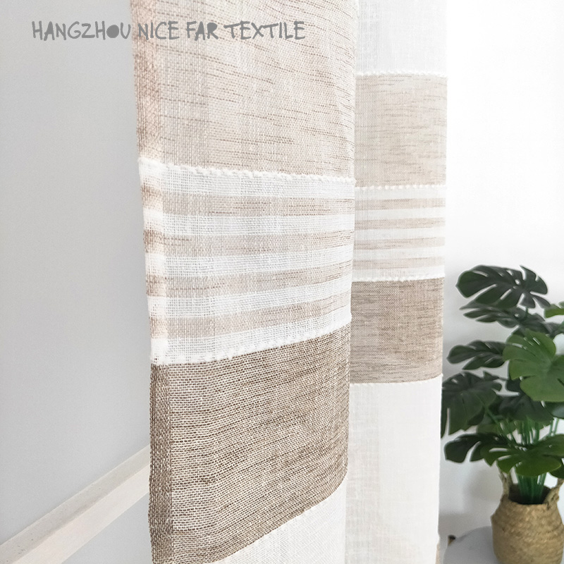 00000DF200112H VOILE stripe voile fabric yarn dyed jacquard screen printing cutting recycle voilage ready made linen curtain